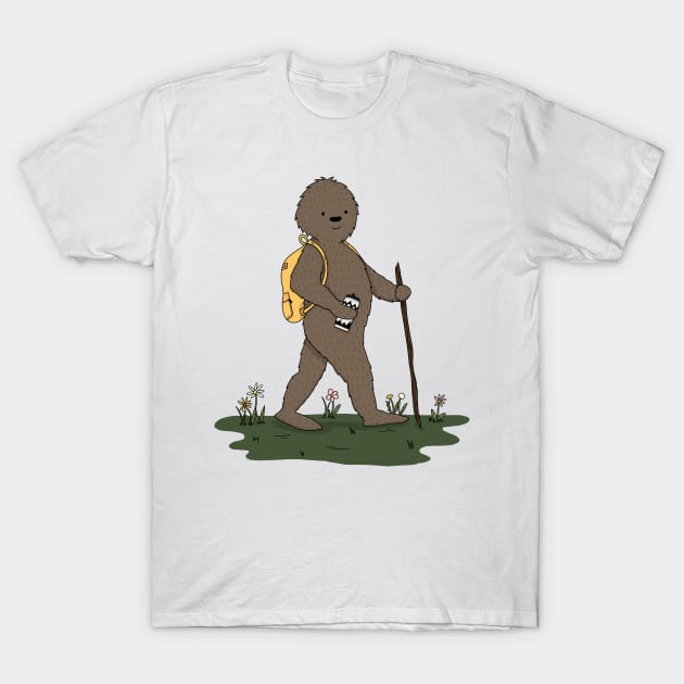 Bigfoot Hiking T-Shirt by Little Spooky Studio